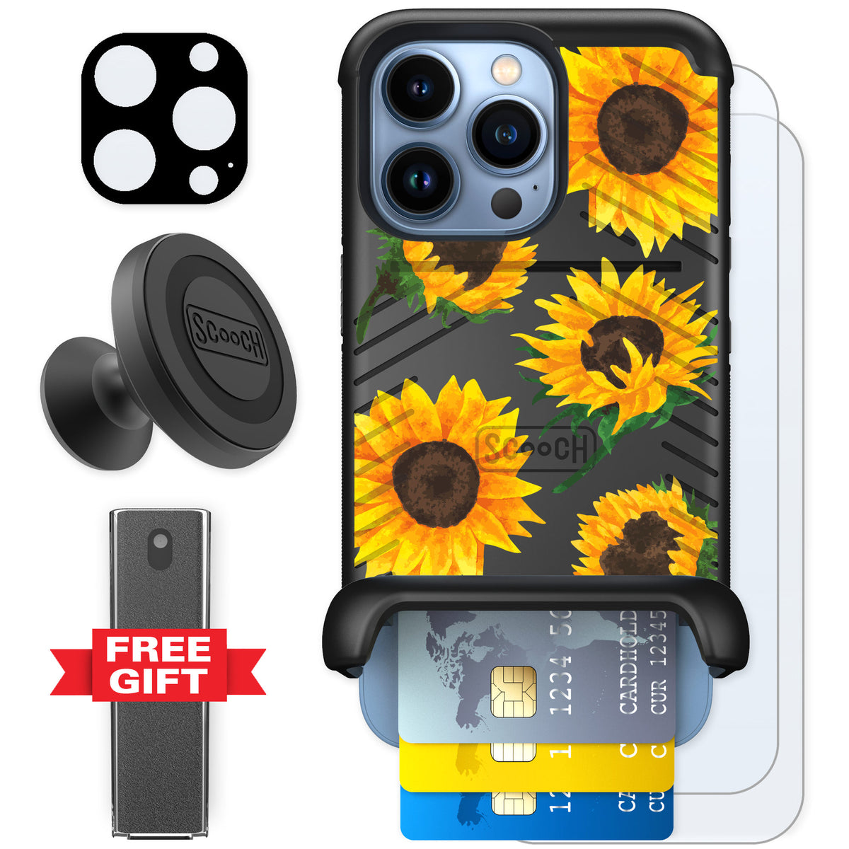 Scooch Wingmate Sunflower Frenzy for iPhone 13 Pro — Defender Bundle