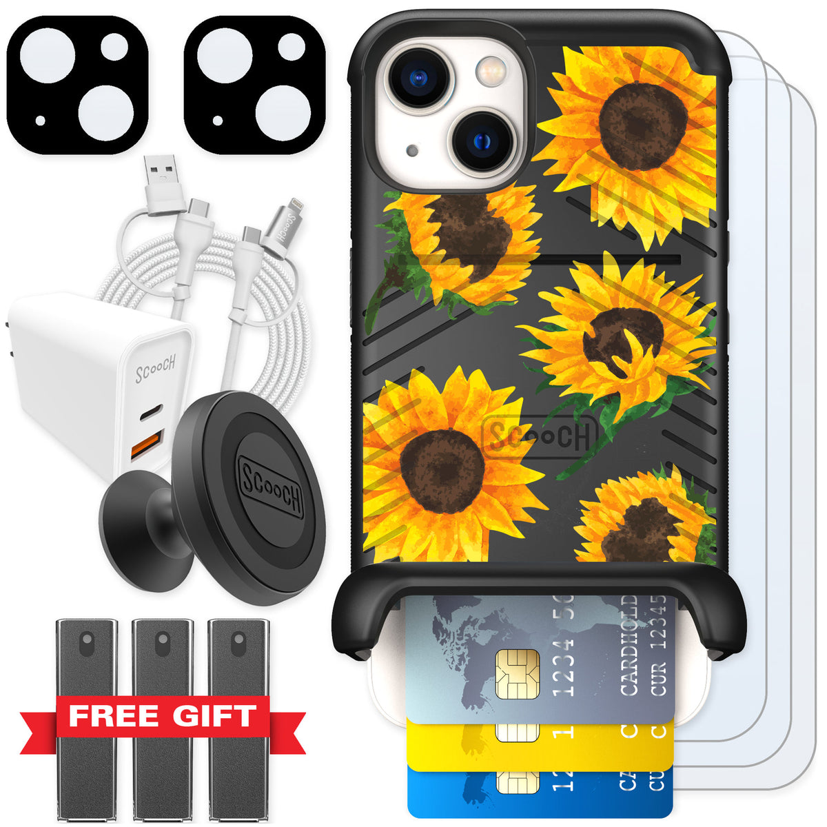 Scooch Wingmate Sunflower Frenzy for iPhone 13 — Ultimate Bundle