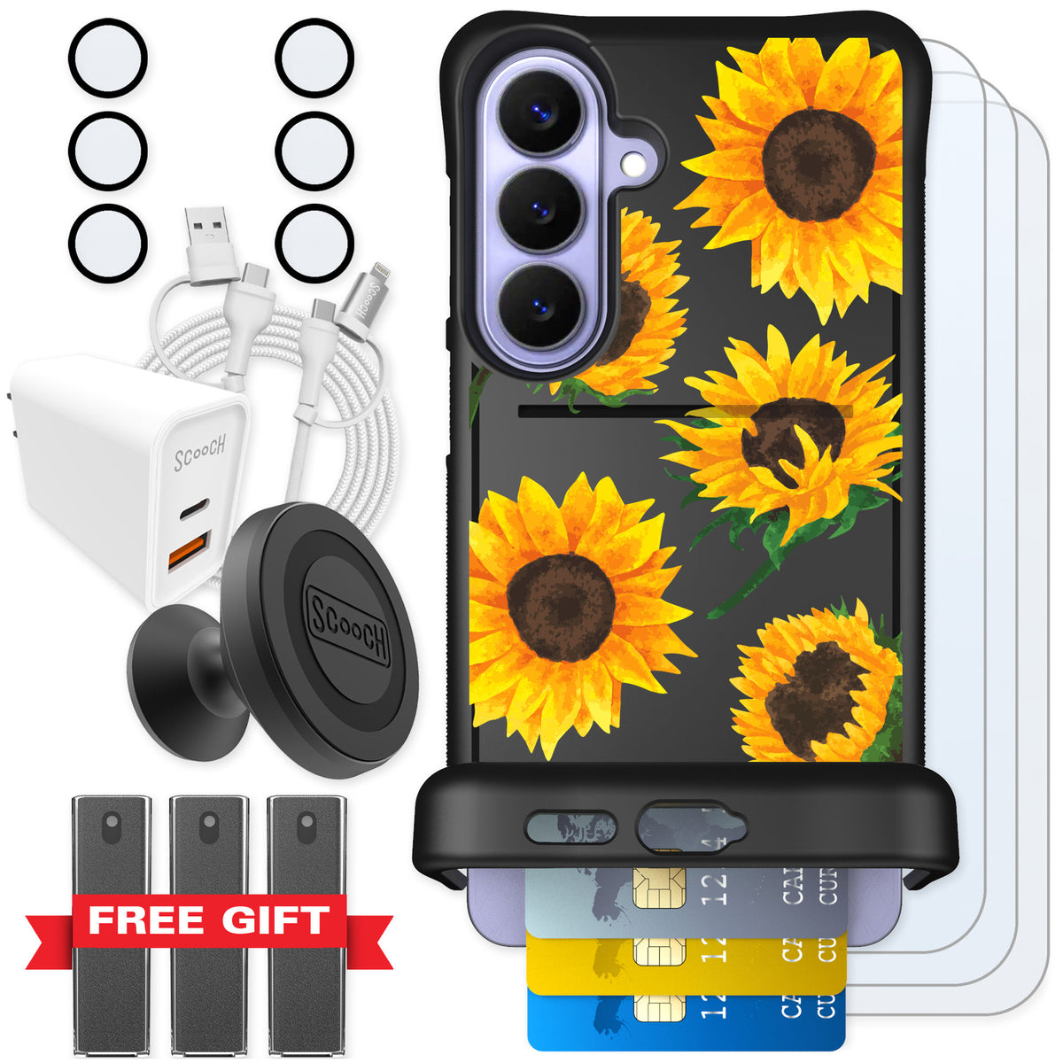Scooch Wingmate Sunflower Frenzy for Galaxy S26+ — Ultimate Bundle