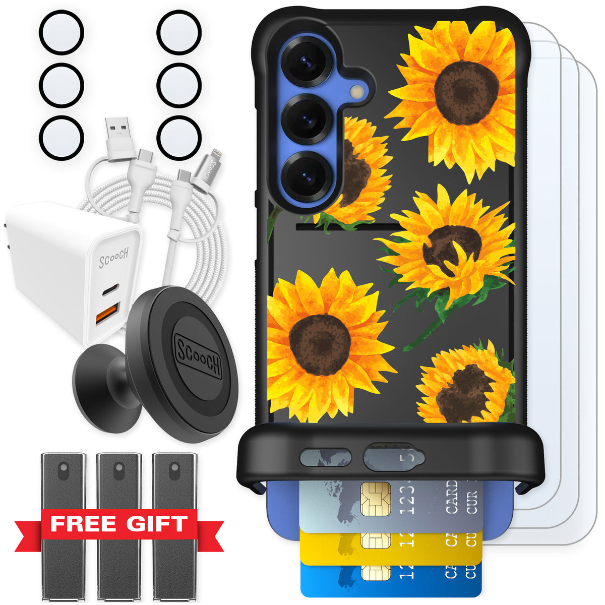 Scooch Wingmate Sunflower Frenzy for Galaxy S25+ — Ultimate Bundle