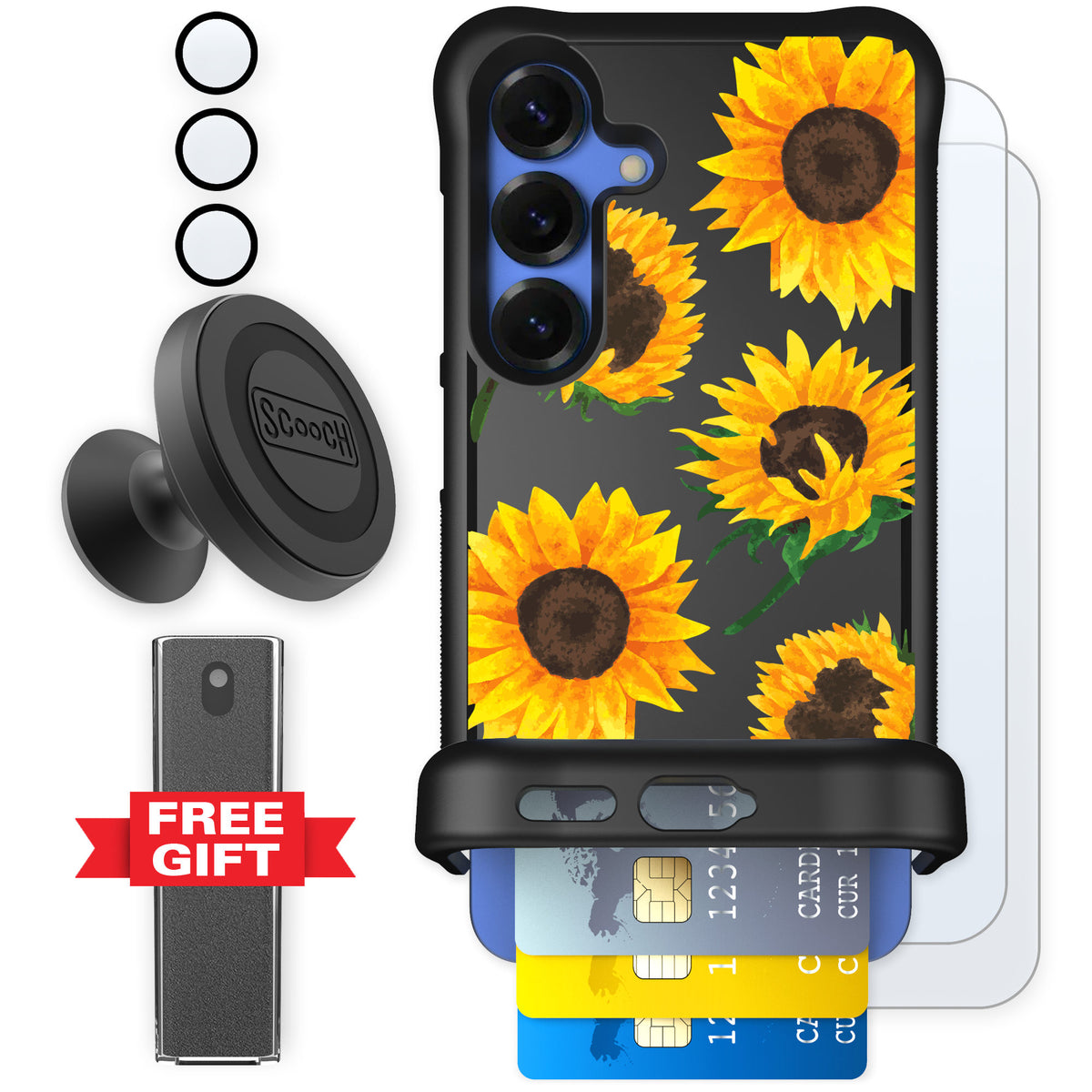 Scooch Wingmate Sunflower Frenzy for Galaxy S25 — Defender Bundle