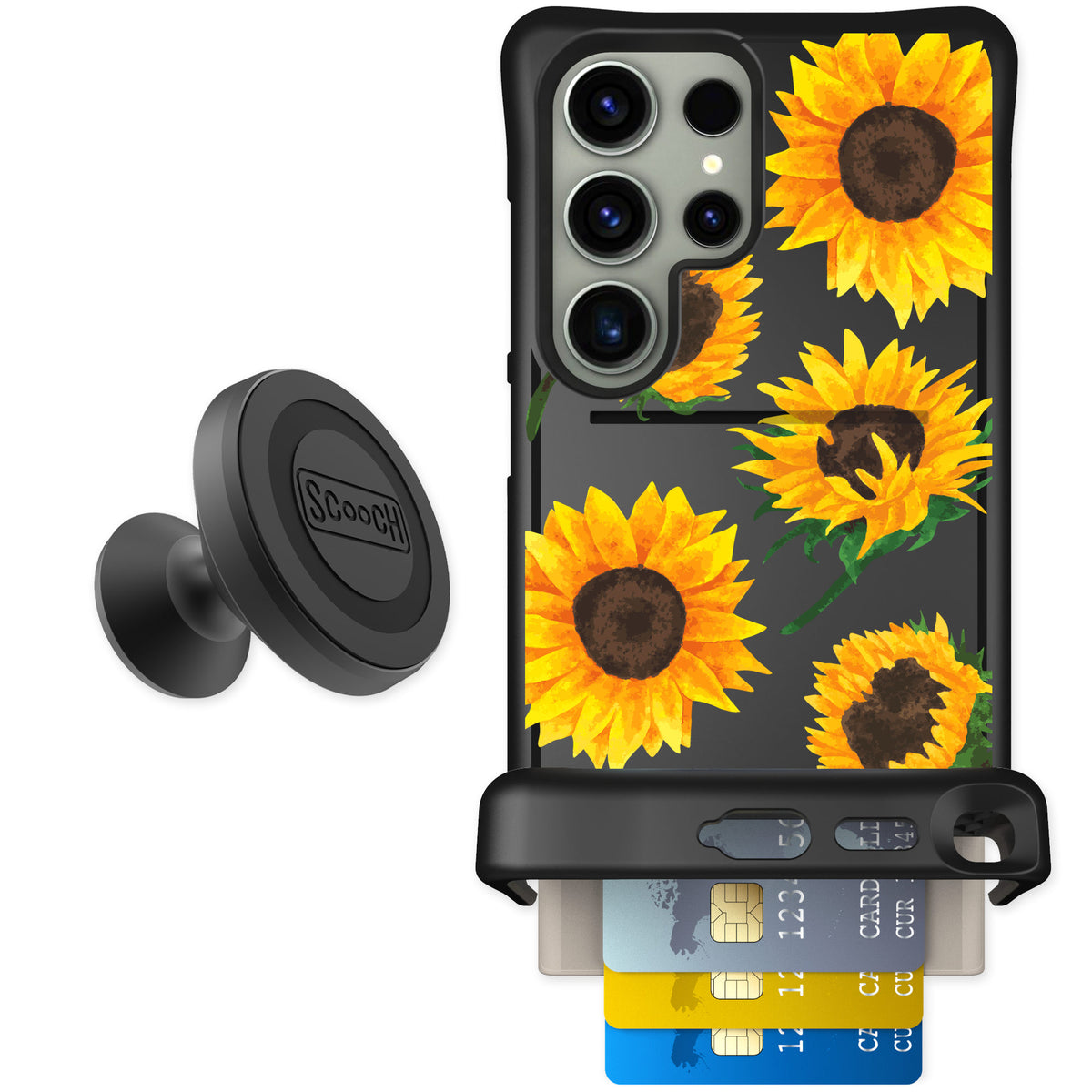 Scooch Wingmate Sunflower Frenzy for Galaxy S24 Ultra — Starter Bundle