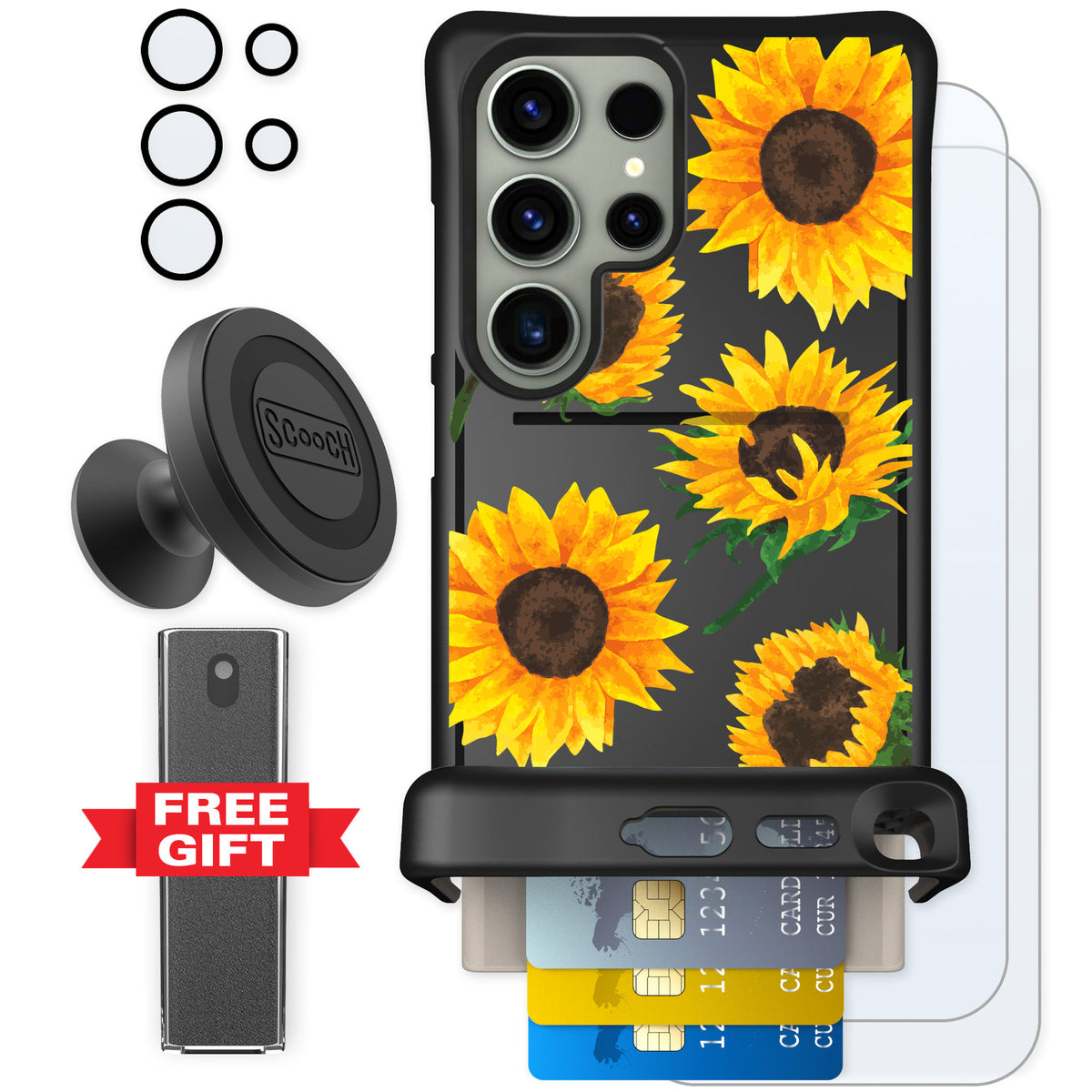 Scooch Wingmate Sunflower Frenzy for Galaxy S24 Ultra — Defender Bundle