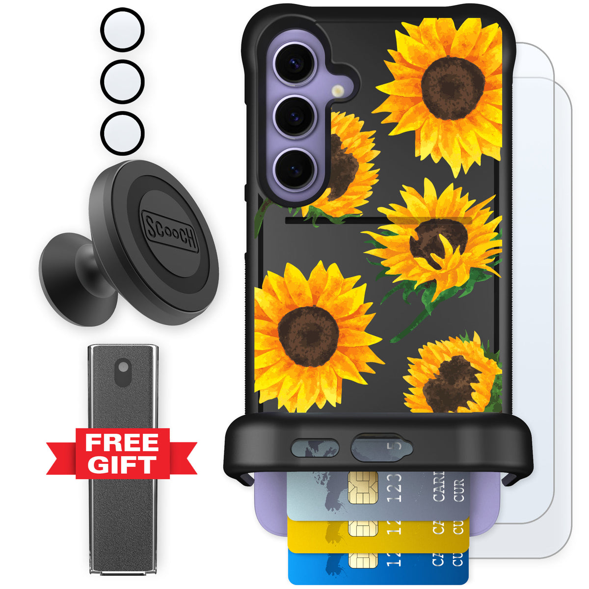 Scooch Wingmate Sunflower Frenzy for Galaxy S24+ — Defender Bundle