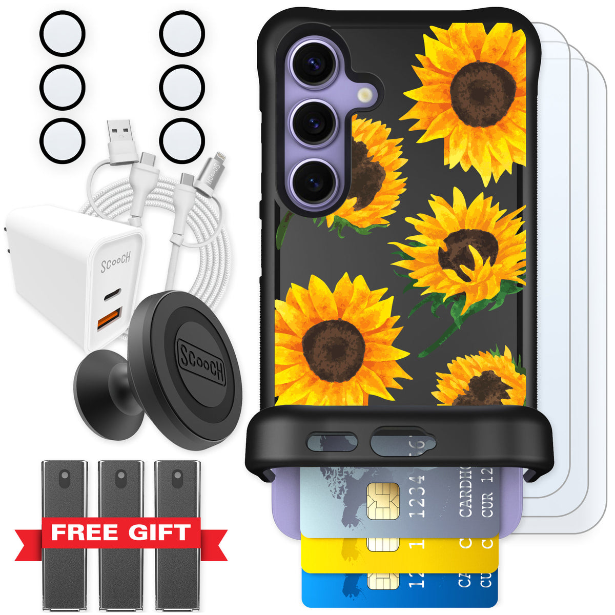 Scooch Wingmate Sunflower Frenzy for Galaxy S24 — Ultimate Bundle