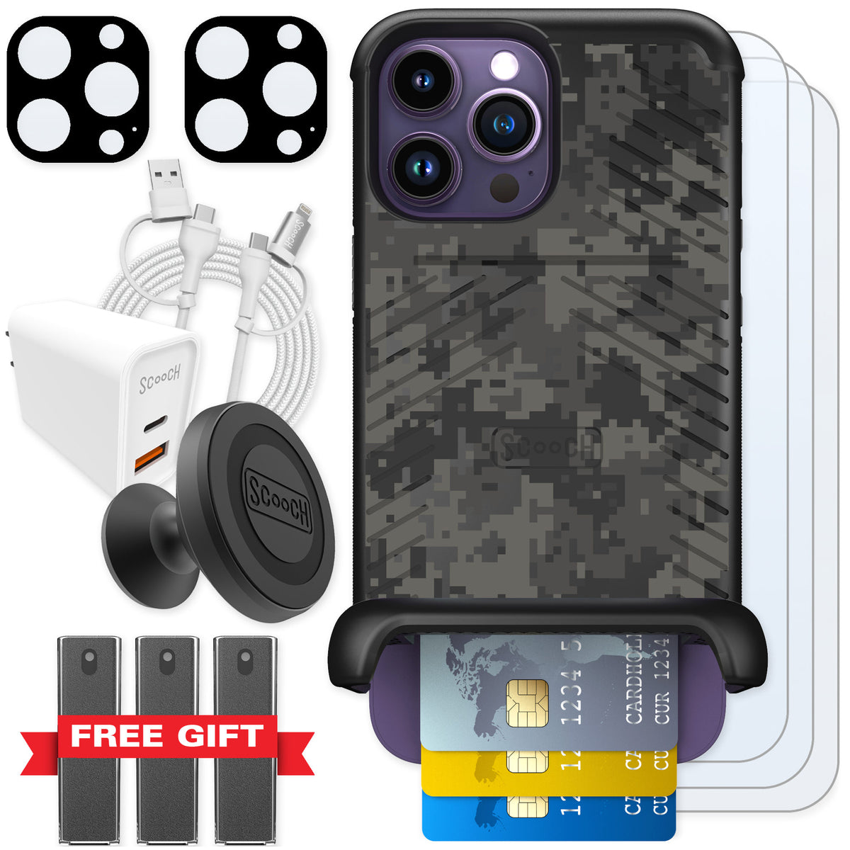 Scooch Wingmate Digi Camo for iPhone 14 Pro Max — Ultimate Bundle