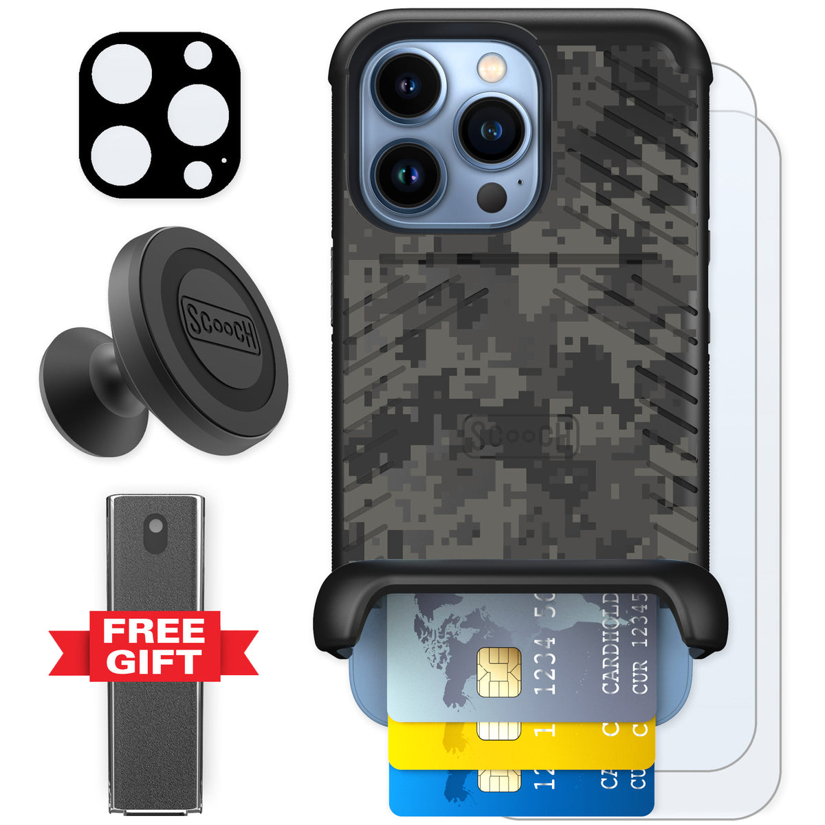 Scooch Wingmate Digi Camo for iPhone 13 Pro — Defender Bundle