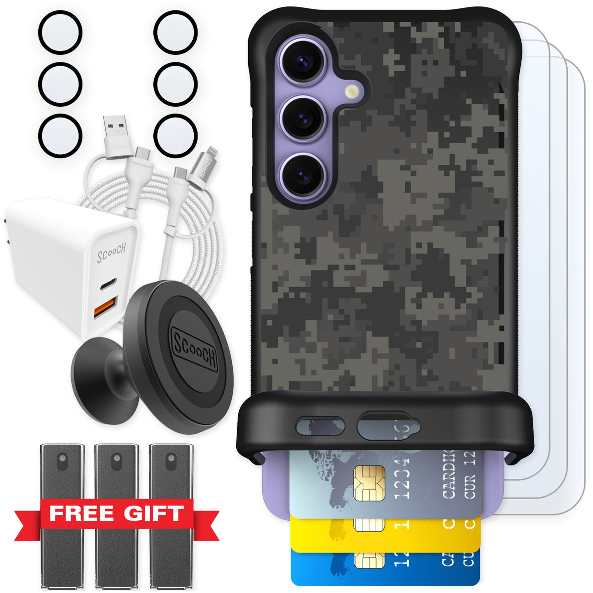 Scooch Wingmate Digi Camo for Galaxy S24 — Ultimate Bundle