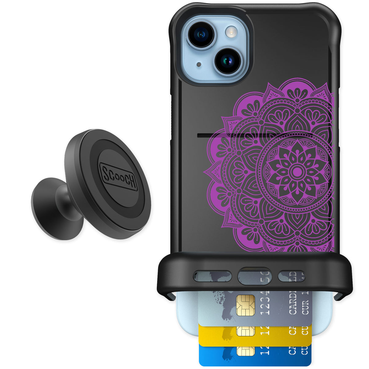 Scooch Wingmate Mandala Dreams for iPhone 15 Plus — Starter Bundle