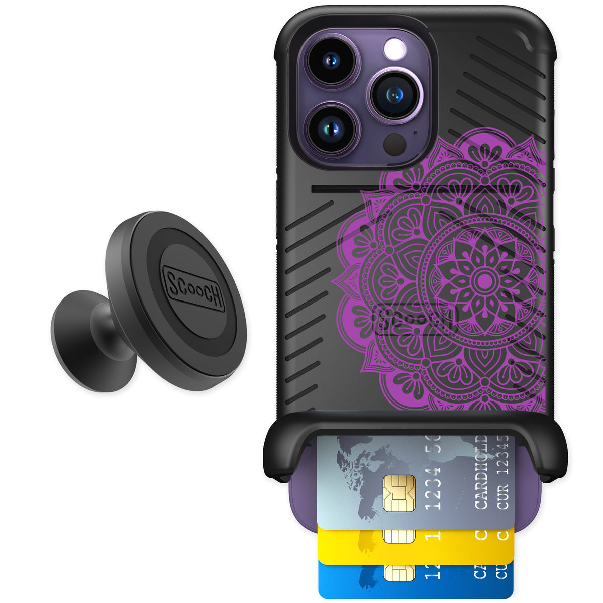 Scooch Wingmate Mandala Dreams for iPhone 14 Pro — Starter Bundle