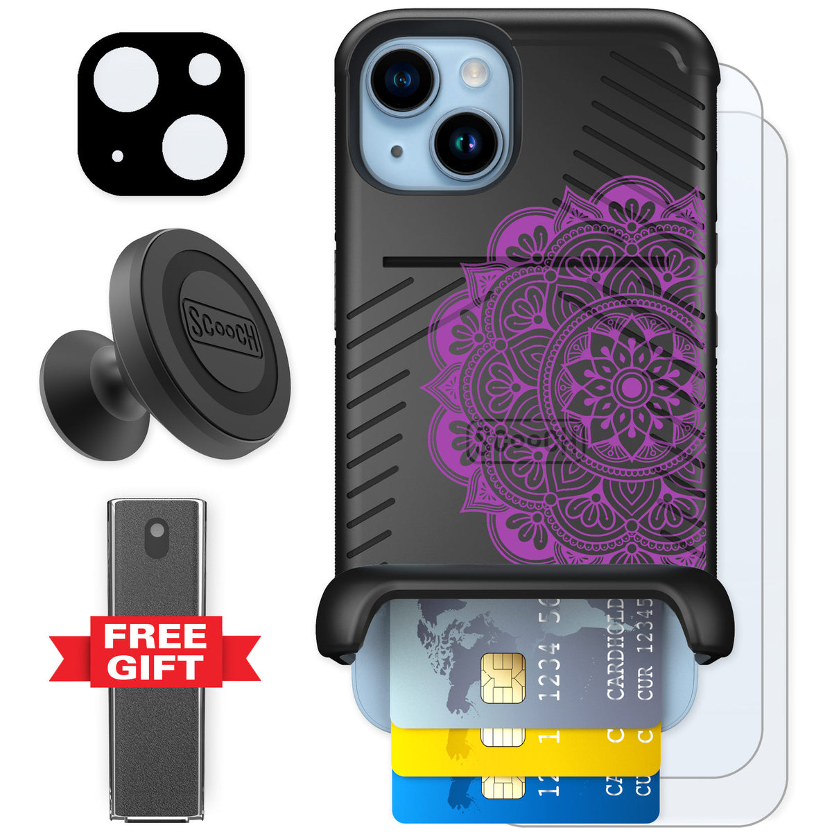Scooch Wingmate Mandala Dreams for iPhone 14 — Defender Bundle