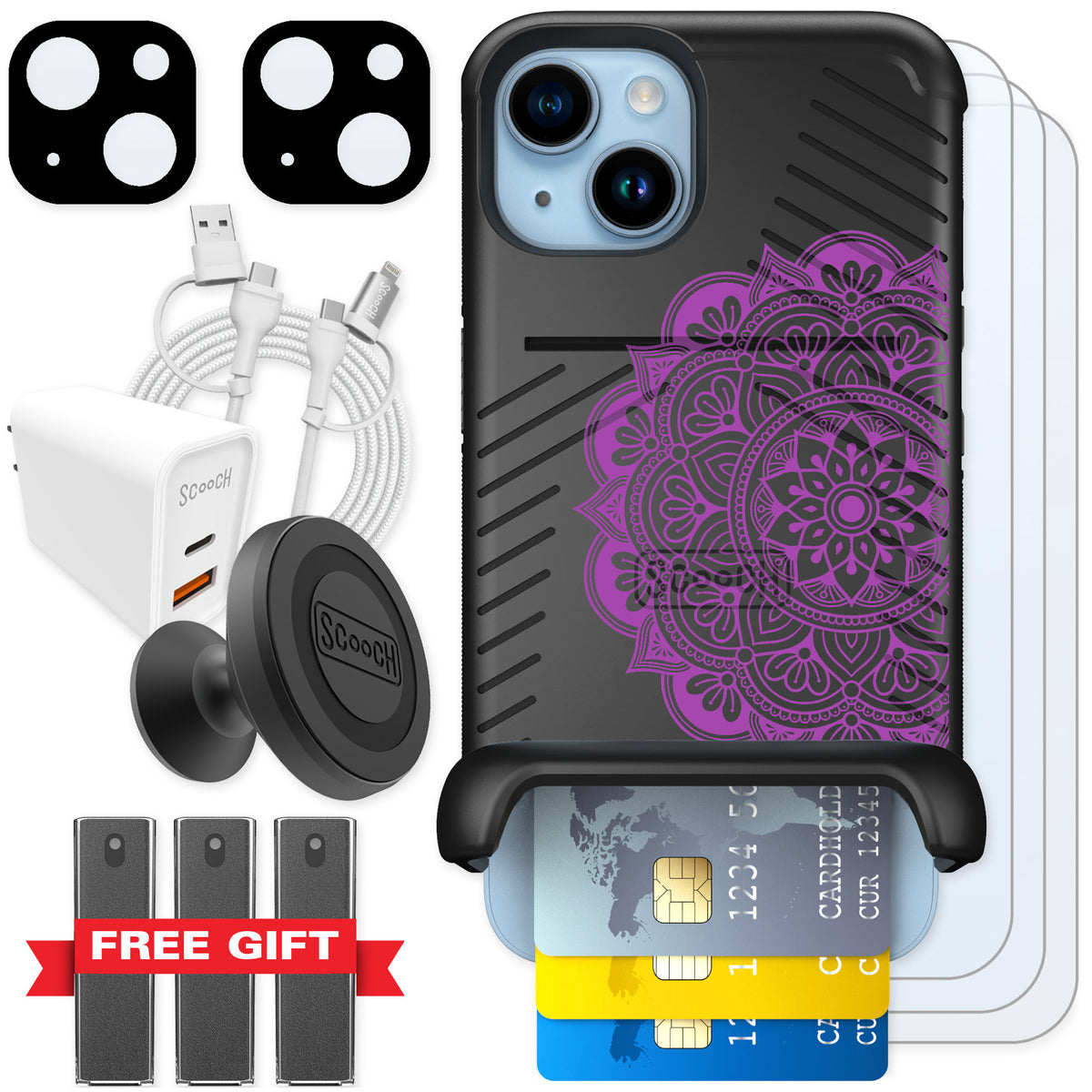 Scooch Wingmate Mandala Dreams for iPhone 14 — Ultimate Bundle