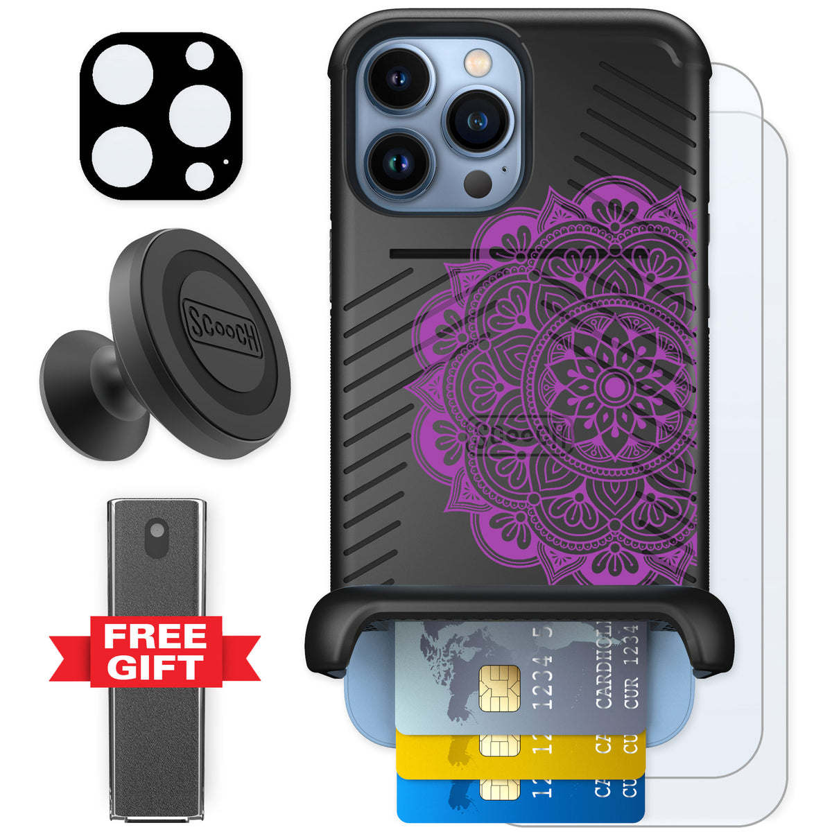 Scooch Wingmate Mandala Dreams for iPhone 13 Pro Max — Defender Bundle
