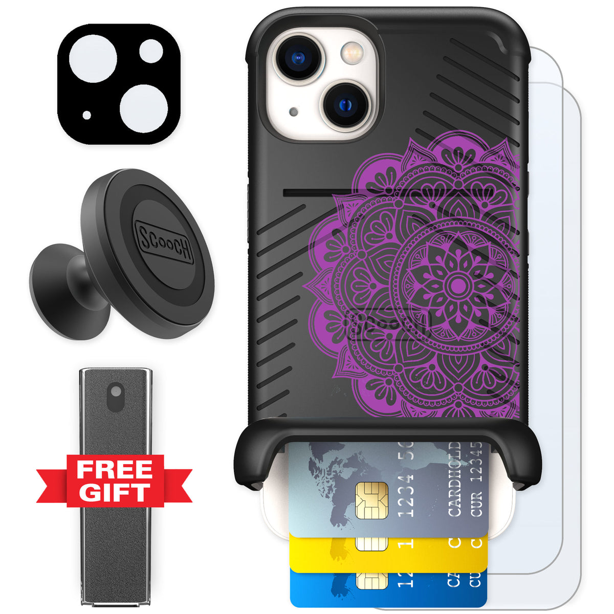 Scooch Wingmate Mandala Dreams for iPhone 13 — Defender Bundle