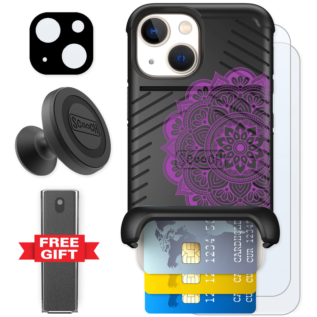Scooch Wingmate Mandala Dreams for iPhone 13 mini — Defender Bundle