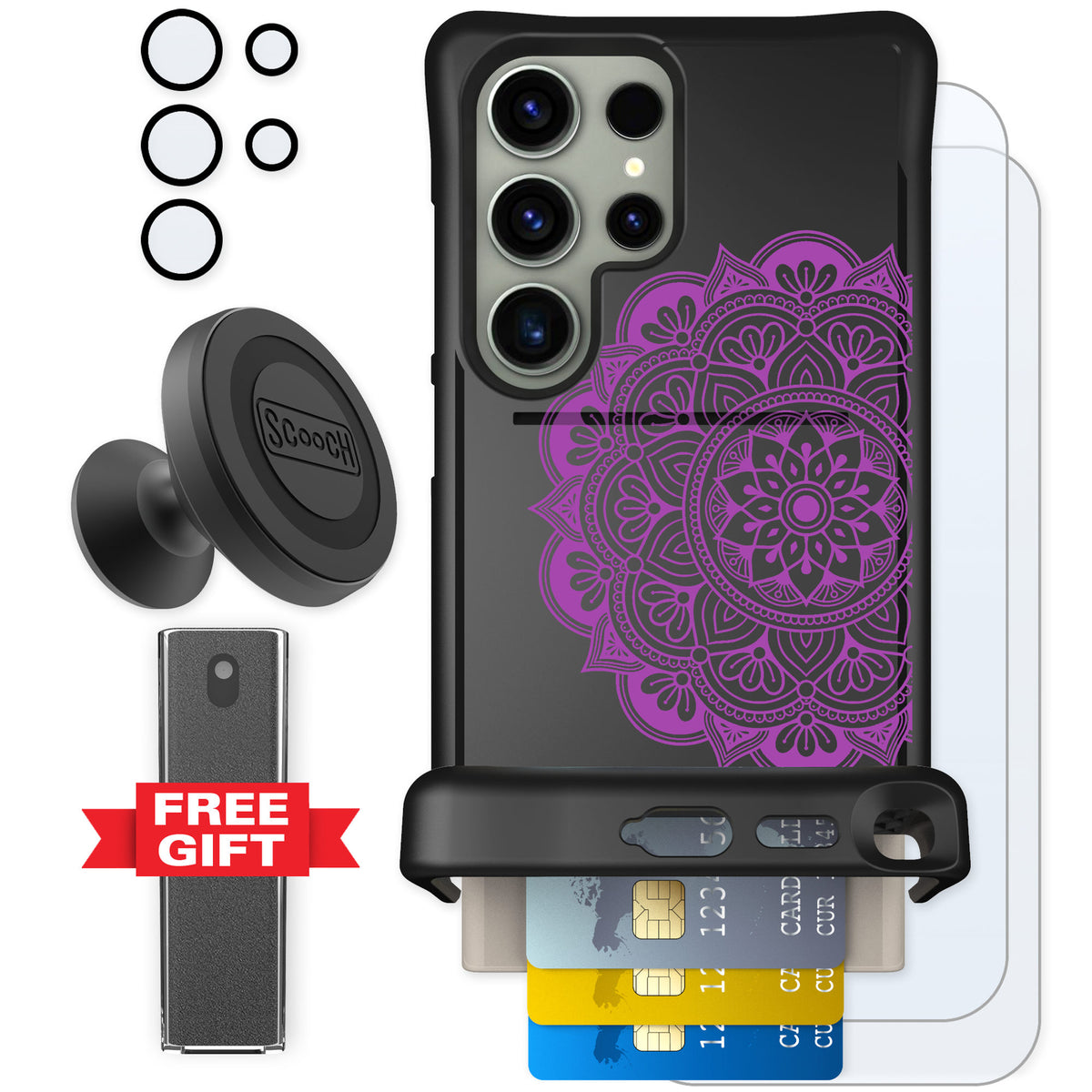 Scooch Wingmate Mandala Dreams for Galaxy S24 Ultra — Defender Bundle