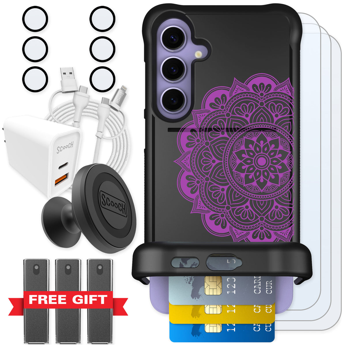Scooch Wingmate Mandala Dreams for Galaxy S24+ — Ultimate Bundle