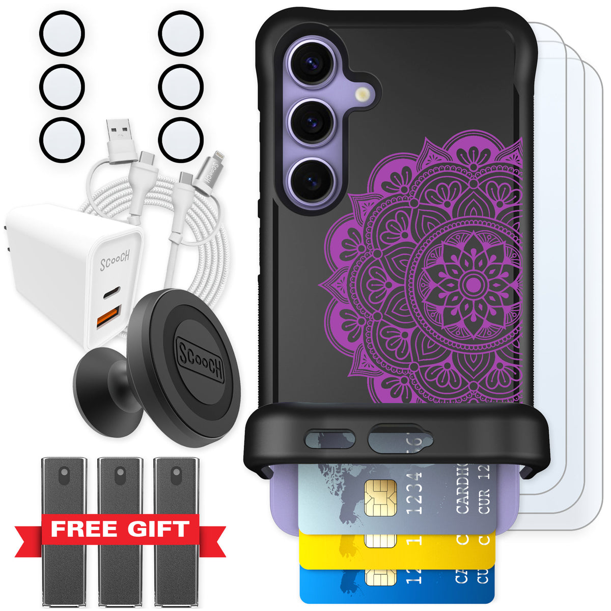 Scooch Wingmate Mandala Dreams for Galaxy S24 — Ultimate Bundle