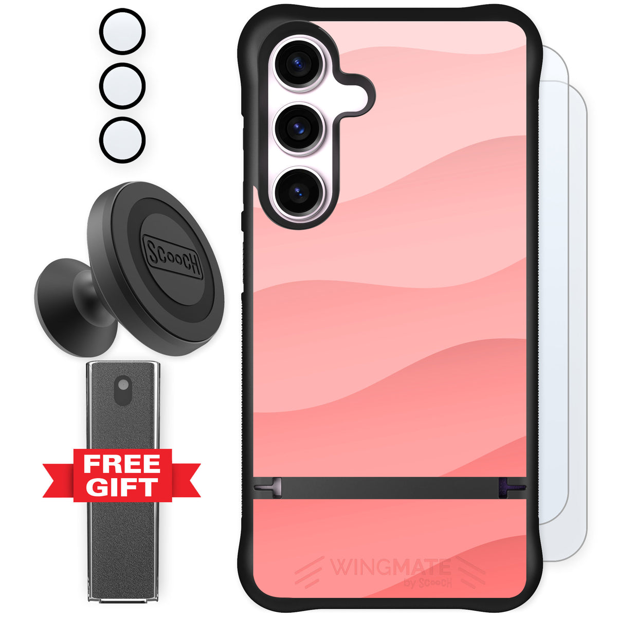 Scooch Wingmate Pink Waves for Galaxy S24 — Defender Bundle
