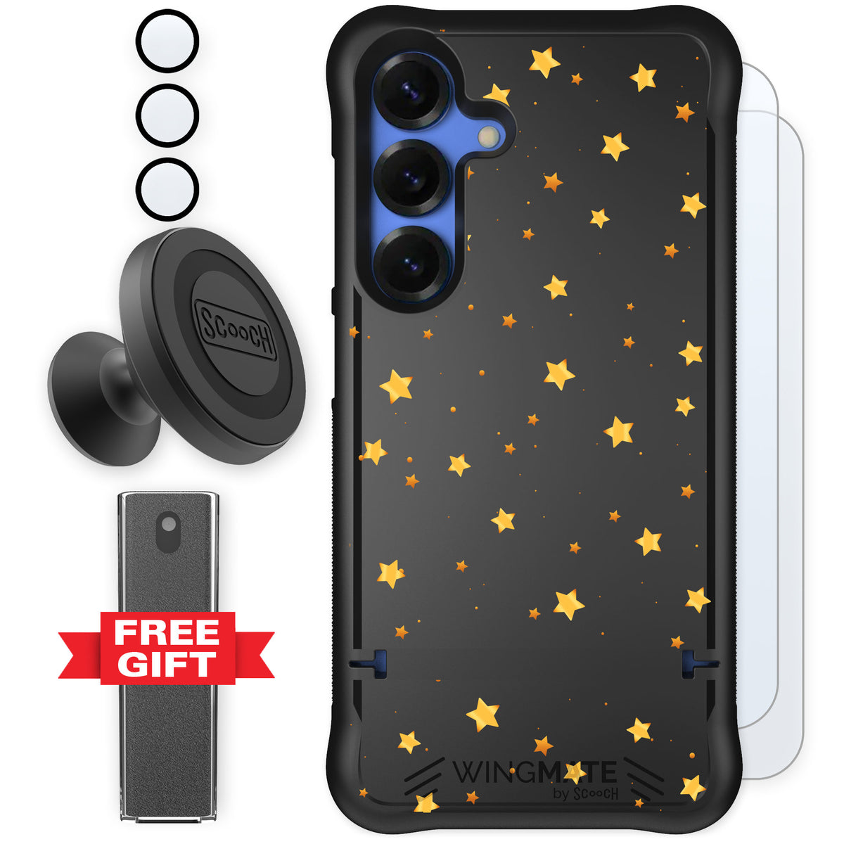 Scooch Wingmate Gold Stars for Galaxy S25 — Defender Bundle