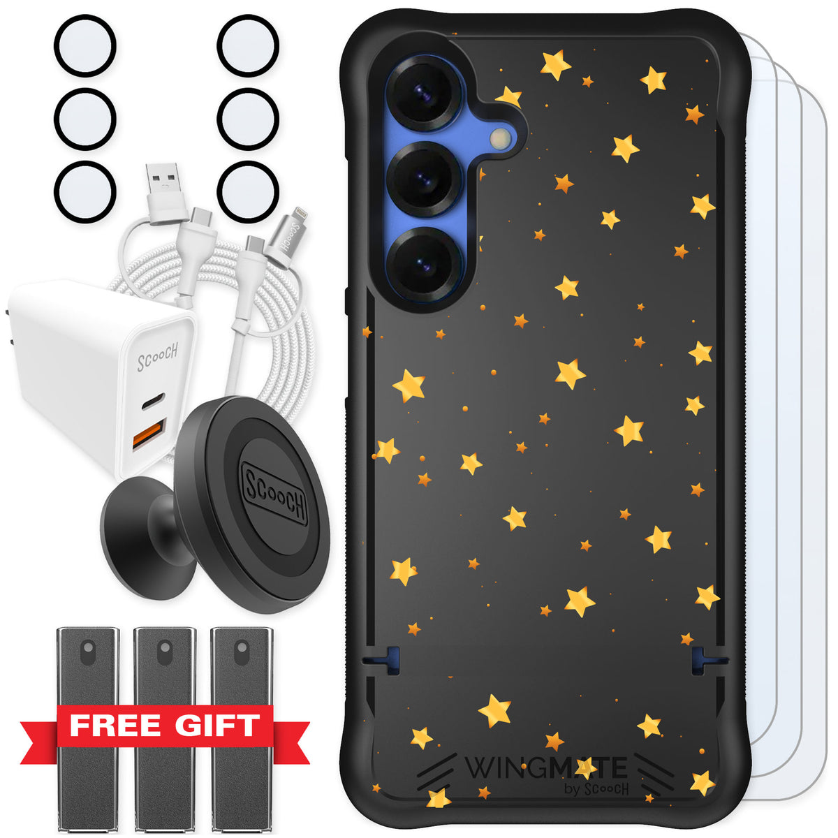 Scooch Wingmate Gold Stars for Galaxy S25 — Ultimate Bundle