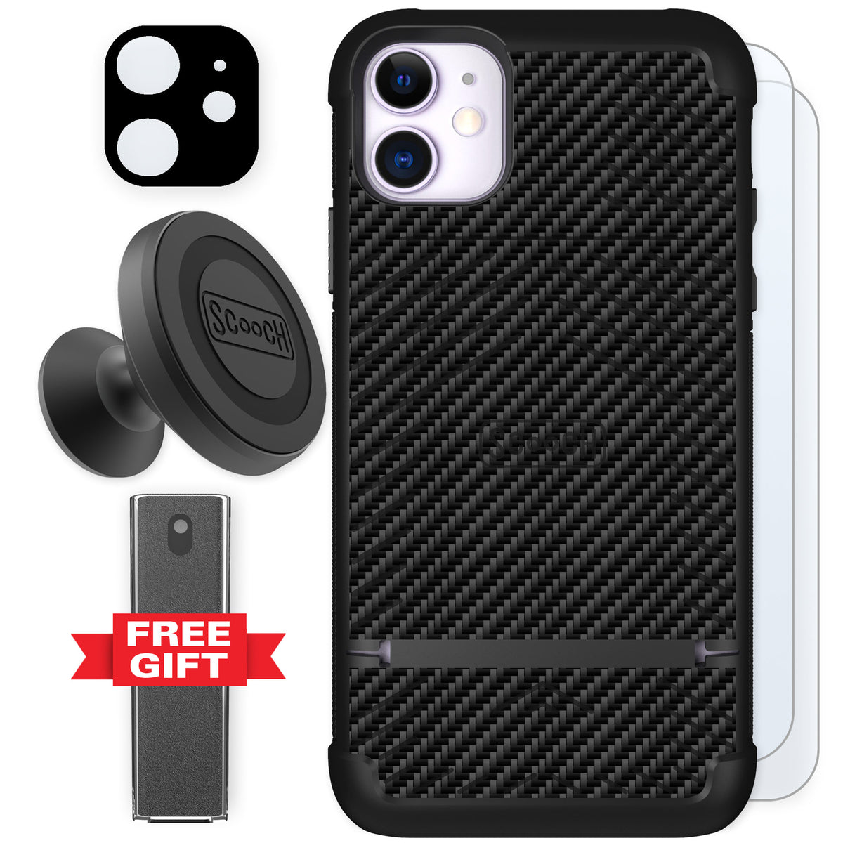 Scooch Wingmate Carbon Fiber for iPhone 11 — Defender Bundle