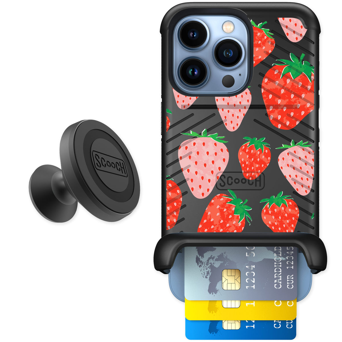Scooch Wingmate Strawberry Fields for iPhone 13 Pro — Starter Bundle