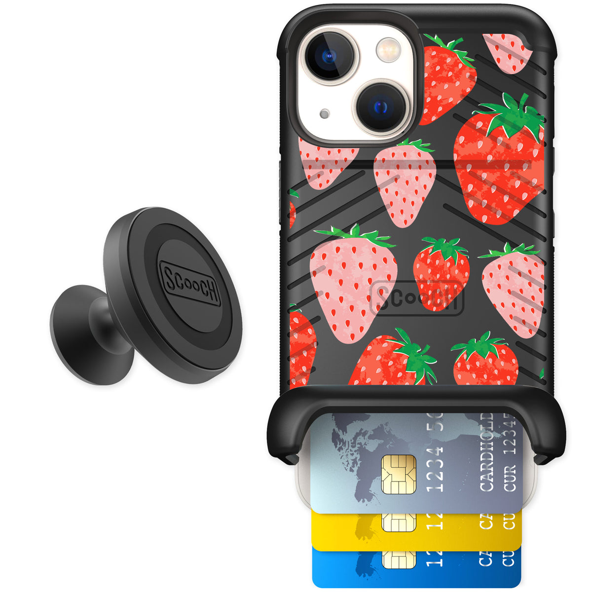Scooch Wingmate Strawberry Fields for iPhone 13 mini — Starter Bundle