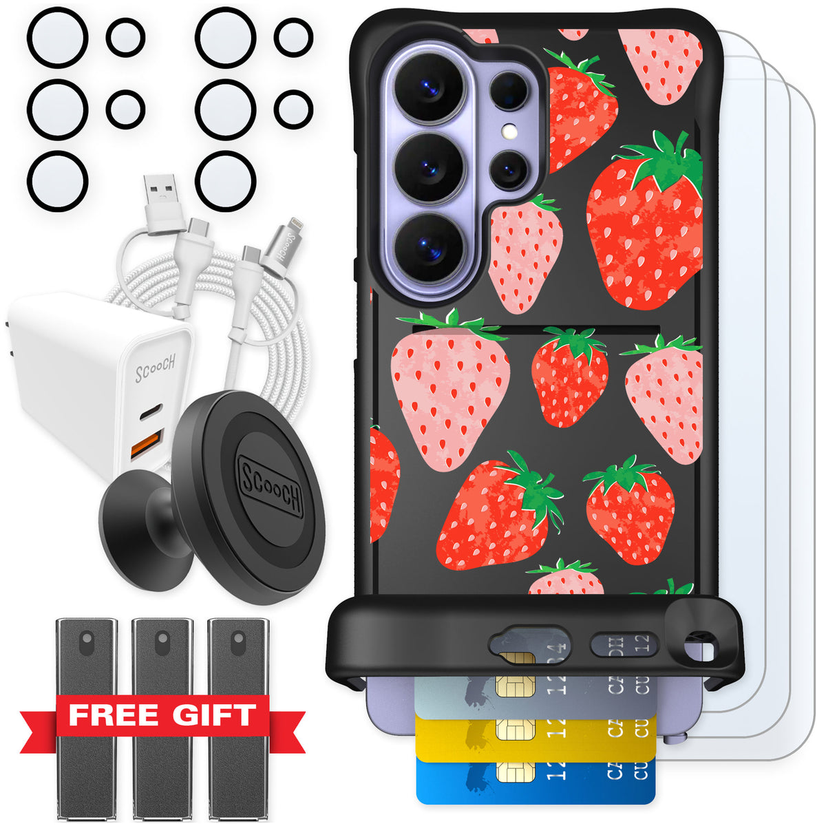 Scooch Wingmate Strawberry Fields for Galaxy S26 Ultra — Ultimate Bundle