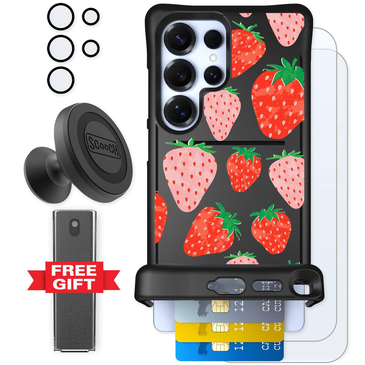 Scooch Wingmate Strawberry Fields for Galaxy S25 Ultra — Defender Bundle