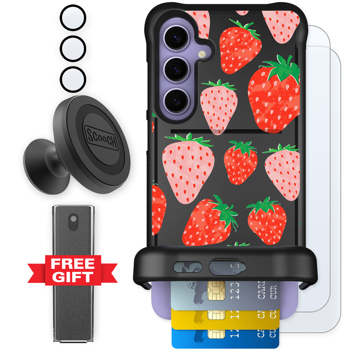 Scooch Wingmate Strawberry Fields for Galaxy S24+ — Defender Bundle