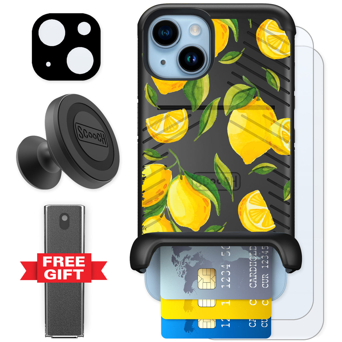 Scooch Wingmate Amalfi Lemons for iPhone 14 — Defender Bundle