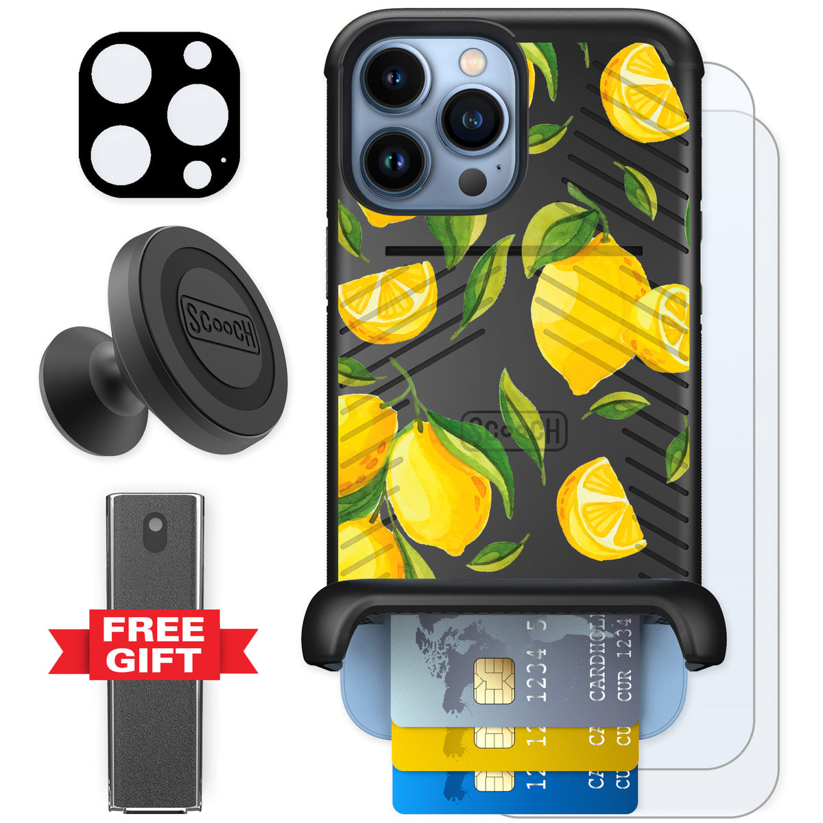 Scooch Wingmate Amalfi Lemons for iPhone 13 Pro Max — Defender Bundle