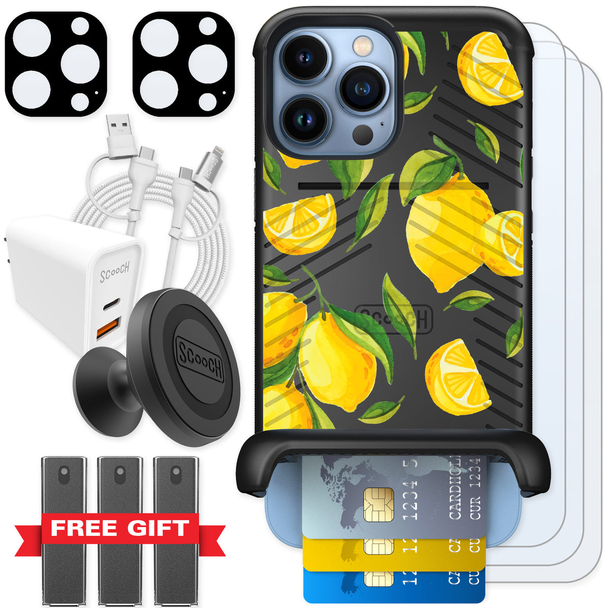 Scooch Wingmate Amalfi Lemons for iPhone 13 Pro Max — Ultimate Bundle