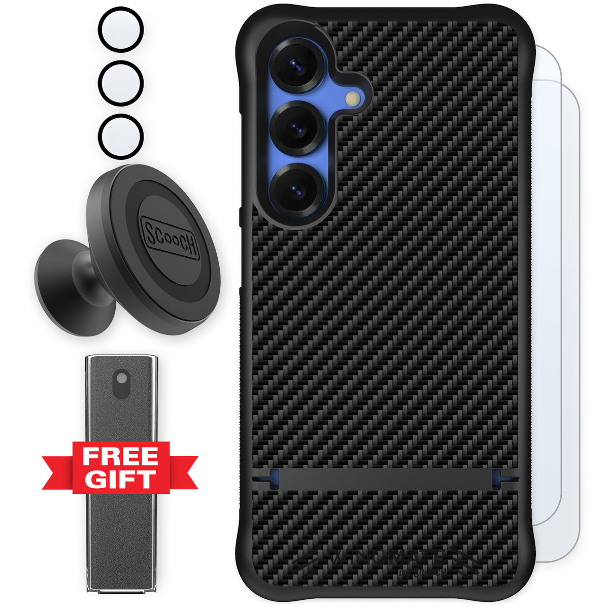 Scooch Wingmate Carbon Fiber for Galaxy S25 — Defender Bundle