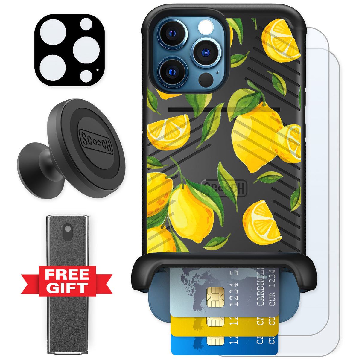 Scooch Wingmate Amalfi Lemons for iPhone 12 Pro — Defender Bundle