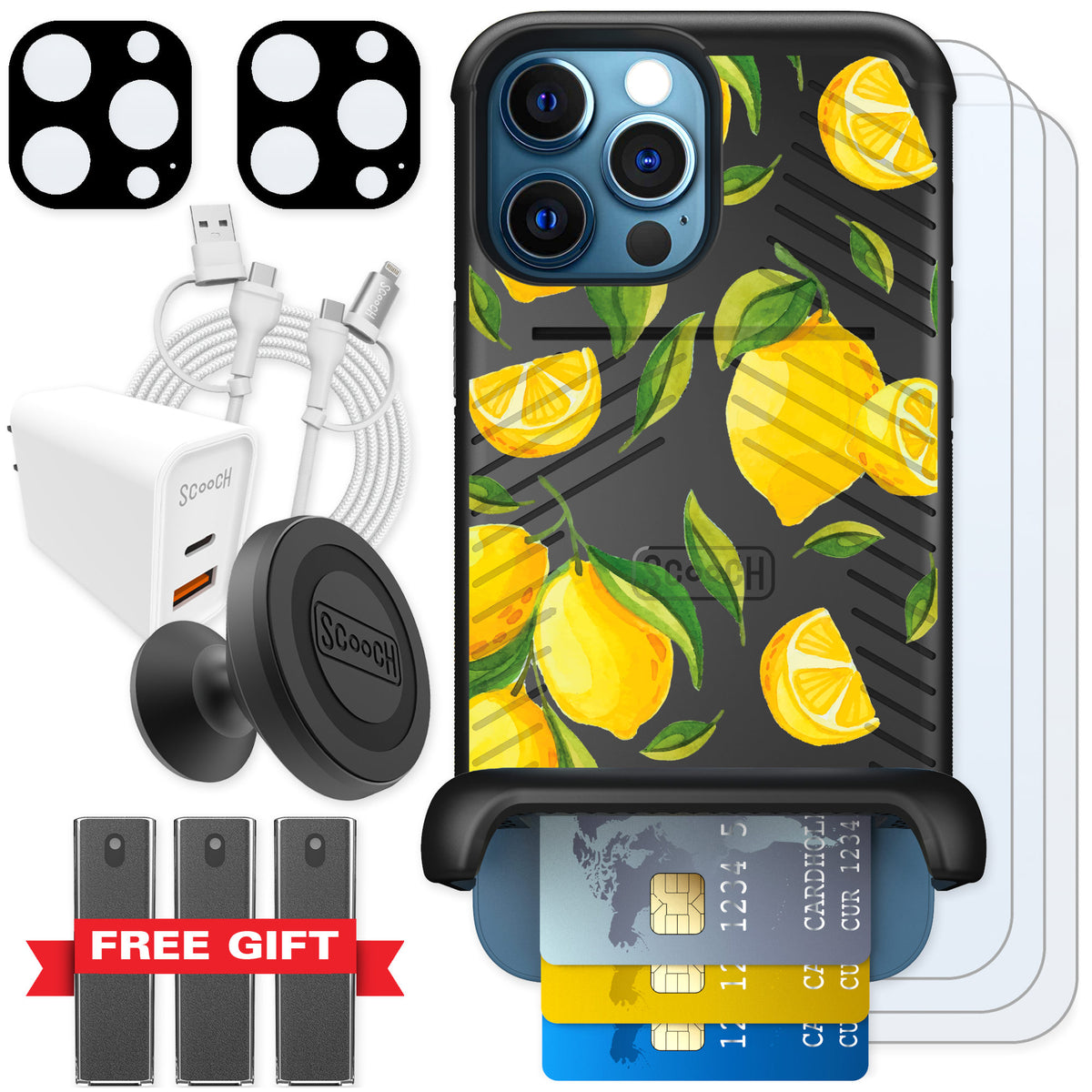 Scooch Wingmate Amalfi Lemons for iPhone 12 Pro — Ultimate Bundle