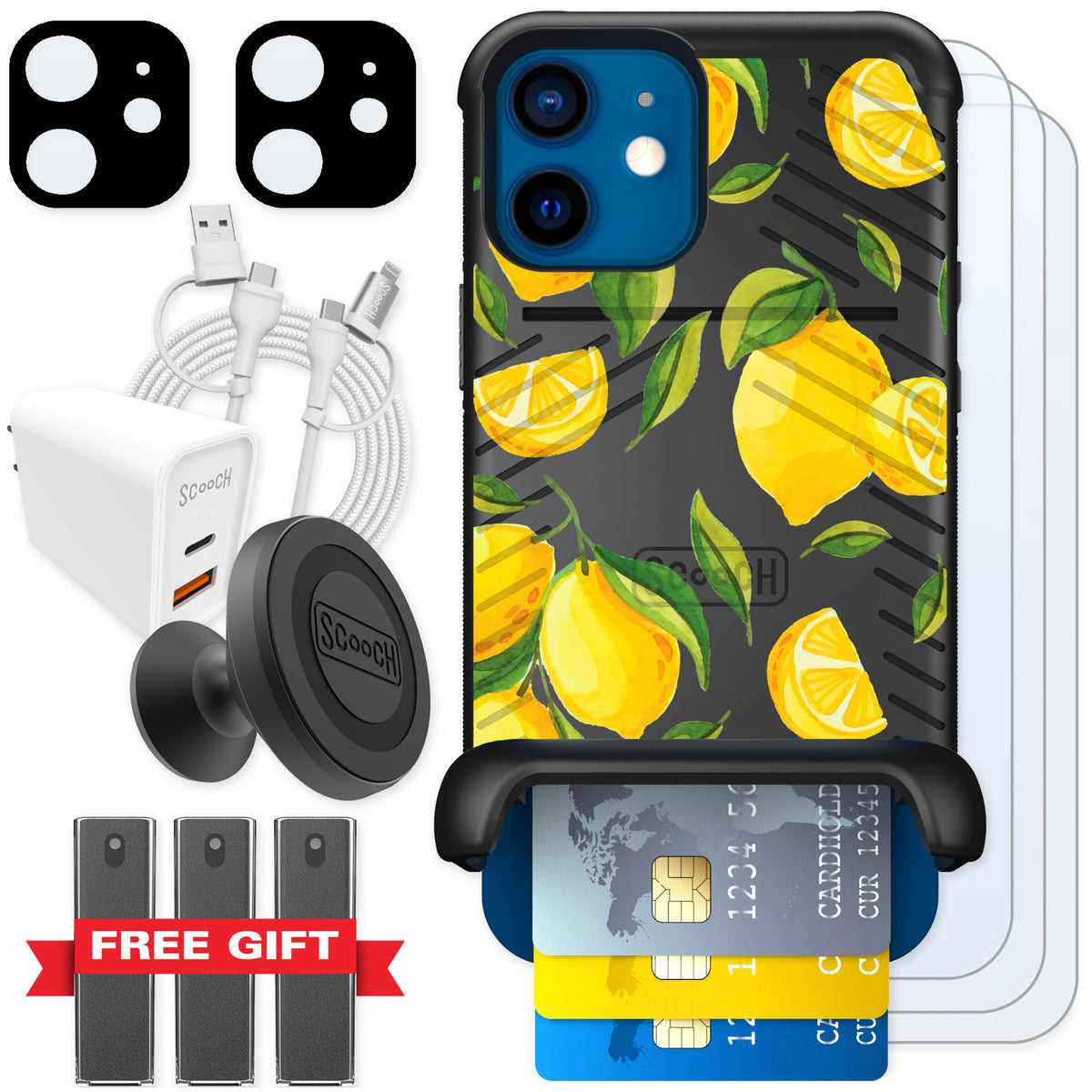 Scooch Wingmate Amalfi Lemons for iPhone 12 — Ultimate Bundle