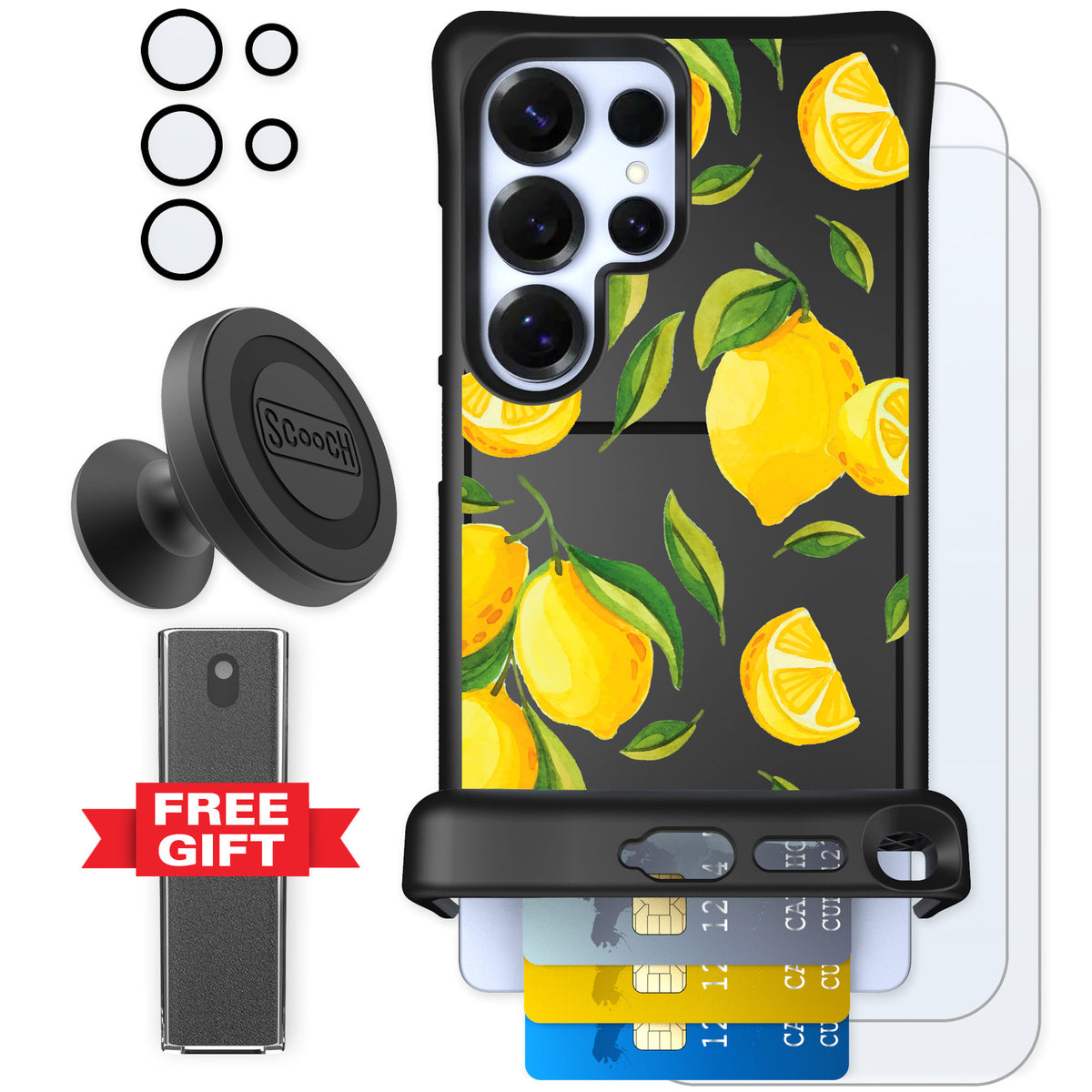 Scooch Wingmate Amalfi Lemons for Galaxy S25 Ultra — Defender Bundle