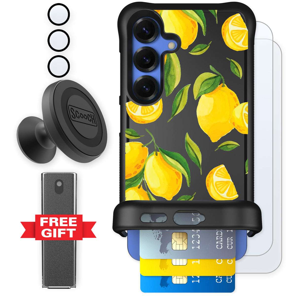 Scooch Wingmate Amalfi Lemons for Galaxy S25 — Defender Bundle