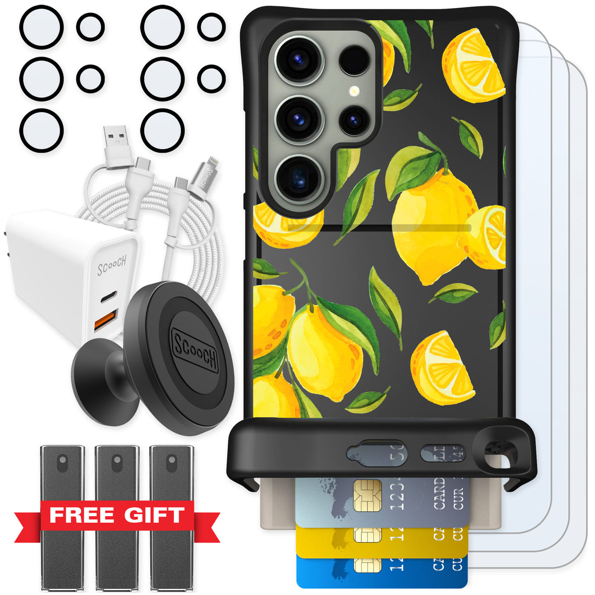 Scooch Wingmate Amalfi Lemons for Galaxy S24 Ultra — Ultimate Bundle