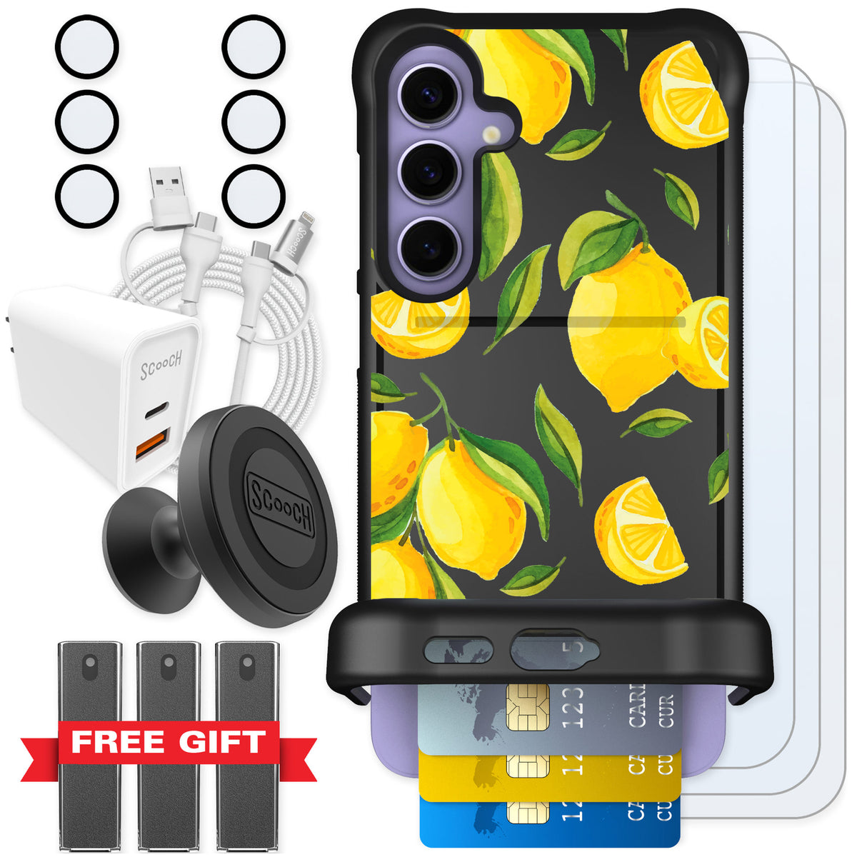 Scooch Wingmate Amalfi Lemons for Galaxy S24+ — Ultimate Bundle