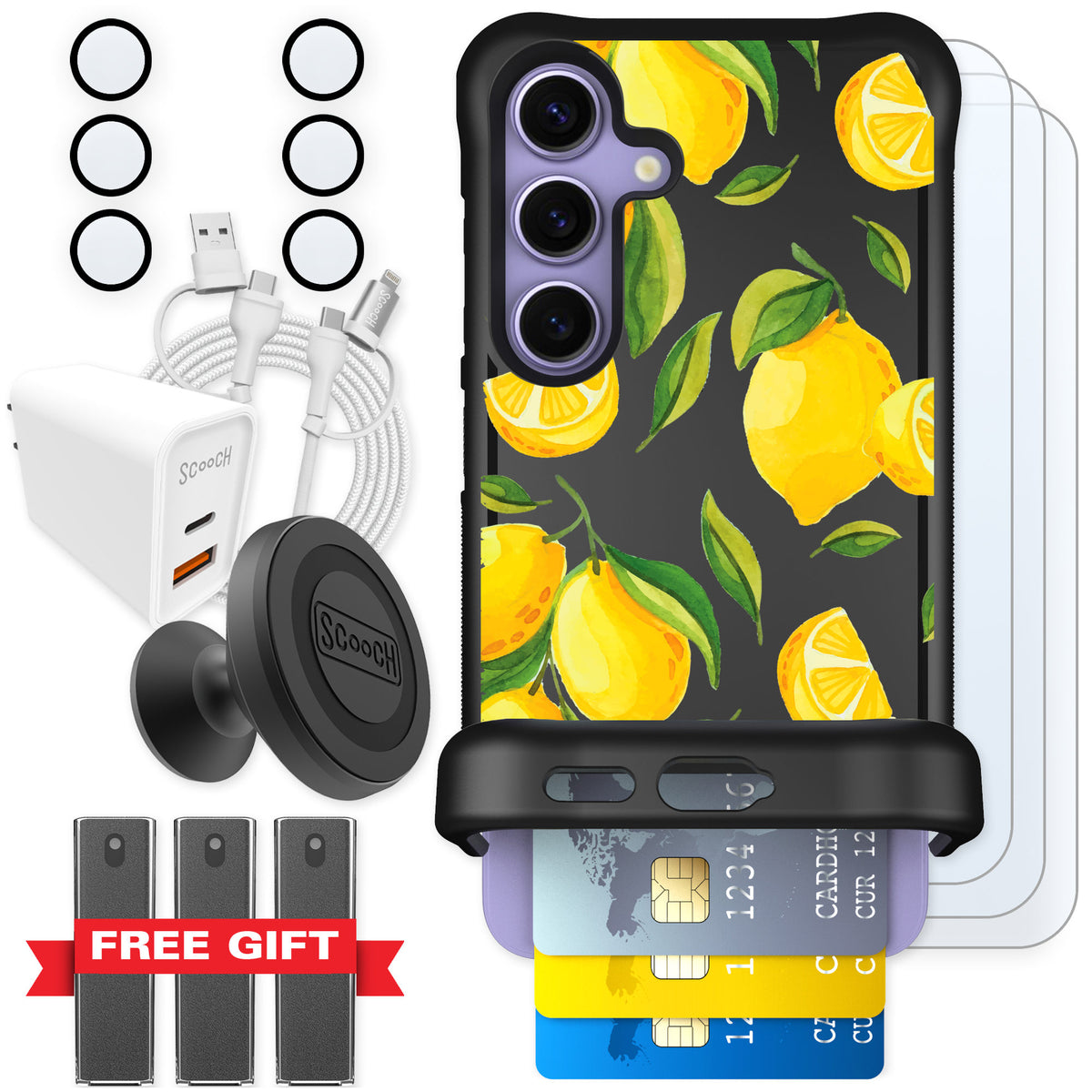 Scooch Wingmate Amalfi Lemons for Galaxy S24 — Ultimate Bundle