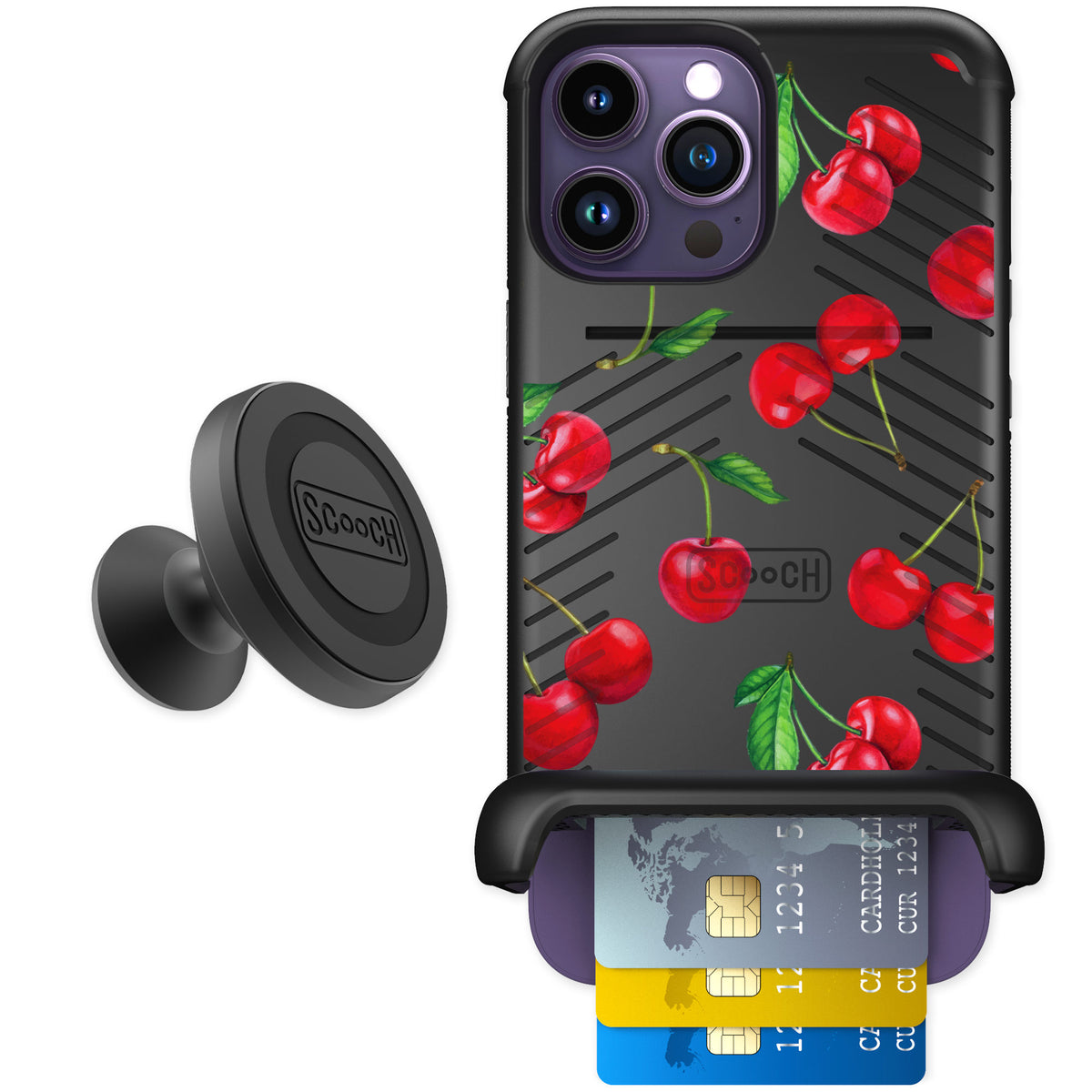 Scooch Wingmate Very Cherry for iPhone 14 Pro Max — Starter Bundle