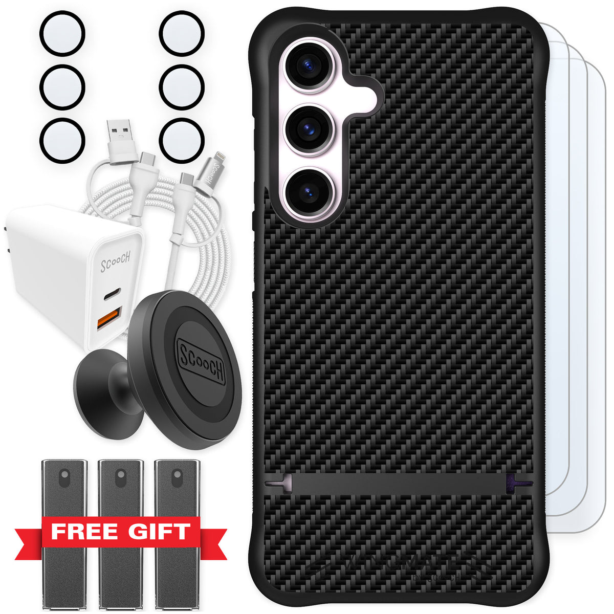 Scooch Wingmate Carbon Fiber for Galaxy S24 — Ultimate Bundle