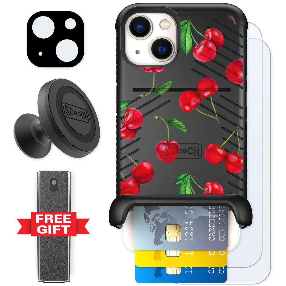Scooch Wingmate Very Cherry for iPhone 13 — Defender Bundle