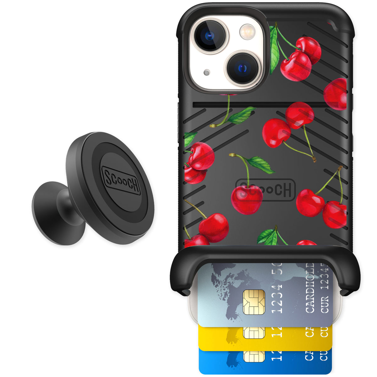 Scooch Wingmate Very Cherry for iPhone 13 mini — Starter Bundle