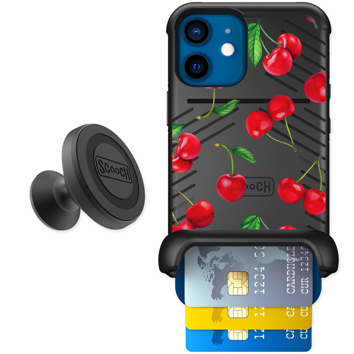 Scooch Wingmate Very Cherry for iPhone 12 mini — Starter Bundle