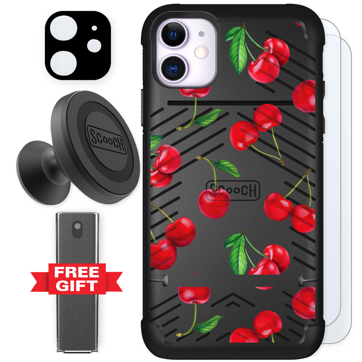Scooch Wingmate Very Cherry for iPhone 11 — Defender Bundle