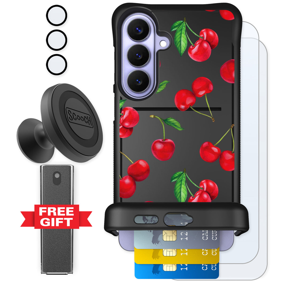 Scooch Wingmate Very Cherry for Galaxy S26+ — Defender Bundle